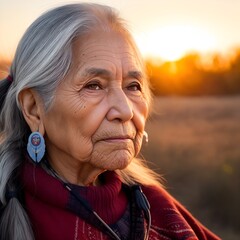 Portrait of a senior native American woman.