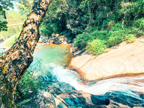 Beautiful bambara kiri ella waterfall in knuckels mountain range sri lanka.