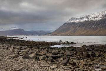 Atlantic ocean coast and mountains, Westfjords, Iceland