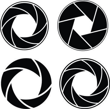 Camera shutter icons set. Camera lens diaphragm. Photo camera icon. Camera photography icons. Lens aperture, photo shutter, photo lens, shutter lens. Vector illustration.eps10