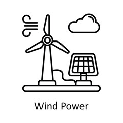 Wind Power vector outline icon design illustration. Manufacturing units symbol on White background EPS 10 File