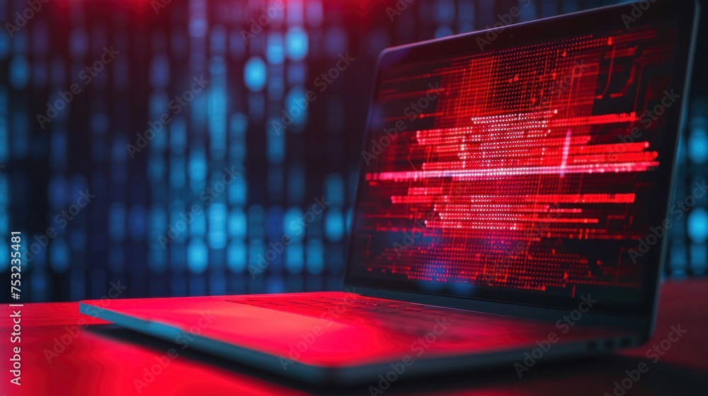 Poster monitor hacker using laptop to dark web.digital security concept