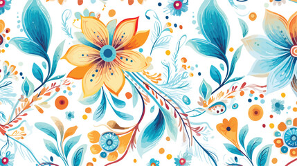 Fototapeta na wymiar Watercolor seamless pattern with paisley flowers in