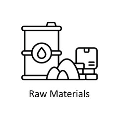 Raw Materials vector outline icon design illustration. Manufacturing units symbol on White background EPS 10 File
