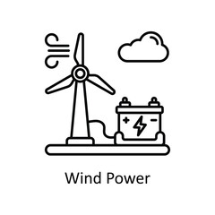 Wind Power vector outline icon design illustration. Manufacturing units symbol on White background EPS 10 File