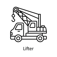 Lifter vector outline icon design illustration. Manufacturing units symbol on White background EPS 10 File
