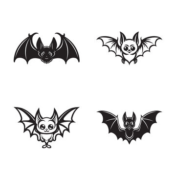 Cute bat icon, logo bats design, vector illustration