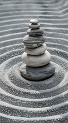 Stack of Rocks Balanced in Spiral Formation. Generative AI