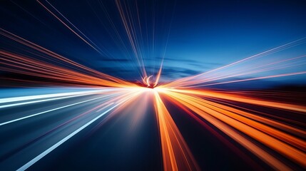Fototapeta na wymiar Illustration depicts fast acceleration speed motion on a night road.