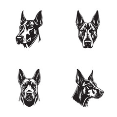 Set of logos with Doberman on a white background