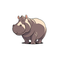 Hippopotamus cartoon animal vector illustration