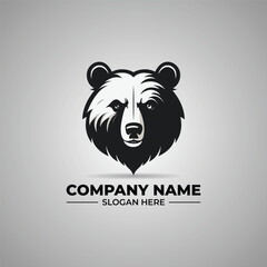 minimal bear logo design concept vector