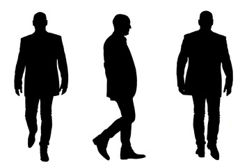 front, side and  back view of the same man walking with a jacket