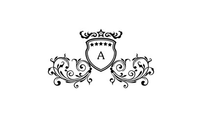 illustration of a black and white wine label