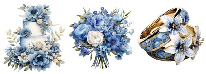 Wedding Set Watercolor Illustration PNG, Transparent Background, Clipart