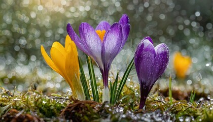 The wonderful crocus flowers of spring with their different colors - 753240878