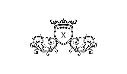 illustration of a black and white wine label