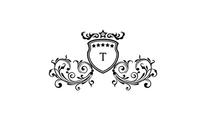 illustration of a black and white wine label