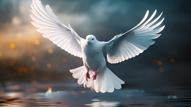 Heavenly white dove symbolizes love and peace,generative ai