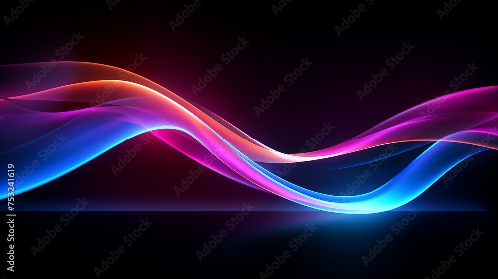Poster vector image displays colorful light trails with a motion blur effect, presenting abstract neon yell