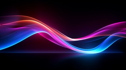 Vector image displays colorful light trails with a motion blur effect, presenting abstract neon yellow speed glowing wavy lines.