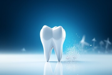 High-resolution snow white molar dental concept vibrant blue background dentistry healthcare image