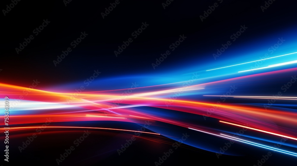 Poster vector image of vehicle lights captured in motion with long exposure, isolated on a background.