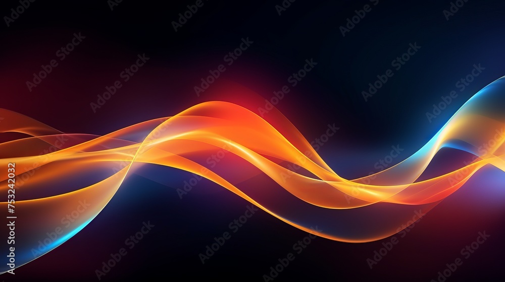 Poster vector image displays colorful light trails with a motion blur effect, presenting abstract neon yell