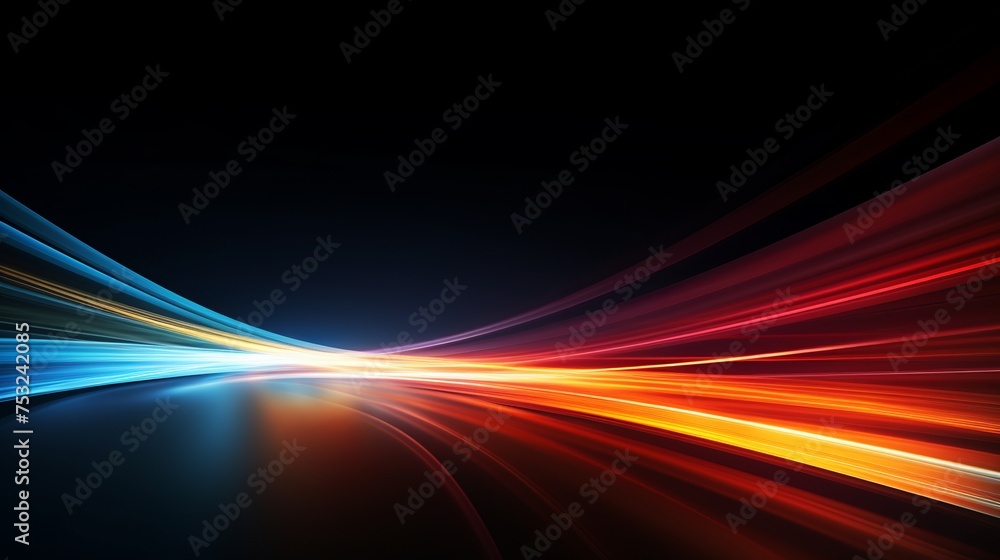 Poster vector image of vehicle lights captured in motion with long exposure, isolated on a background.