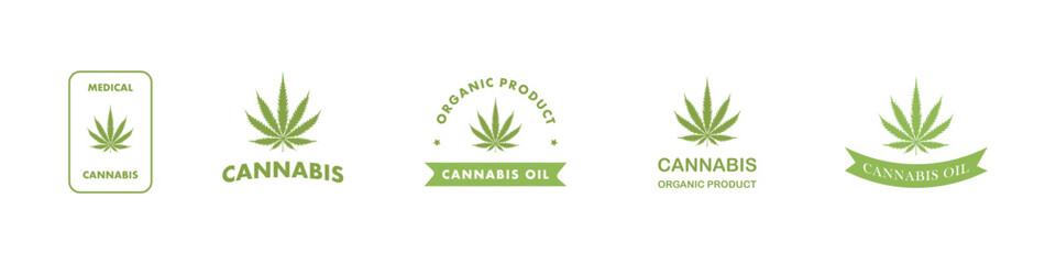 Marijuana, cannabis label and logo graphic template. Marijuana and cannabis leaf green nature logo and symbol template Vector