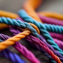 Colorful rope tied in knots representing strength and diversity.