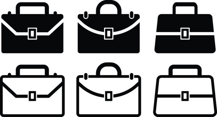 Office work Briefcase icon set . simple business portfolio suitcase vector illustration.