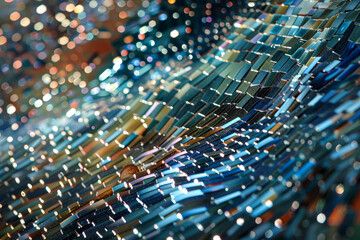 Obraz premium A digital mosaic--waves of tiny squares form an abstract tapestry. Each pixel holds a secret--coded messages, hidden algorithms, and encrypted memories.