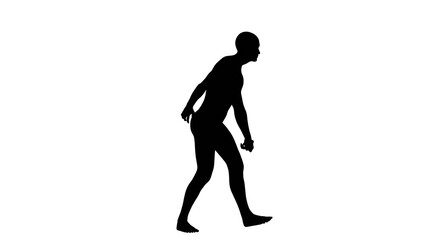 Fototapeta na wymiar Silhouette of a beautiful young athletic man walking, isolated on transparent background
