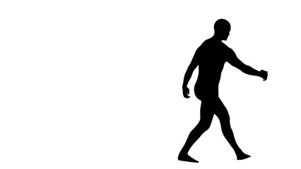 Fototapeta na wymiar Silhouette of a beautiful young athletic man walking, isolated on transparent background