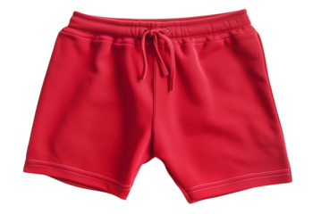 A red pair of shorts with a white string