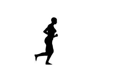 Fototapeta na wymiar Silhouette of a beautiful young athletic woman running isolated on transparent background