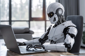 Automated Job Technology Concept Illustration Showcasing Robotics and AI in Modern Employment