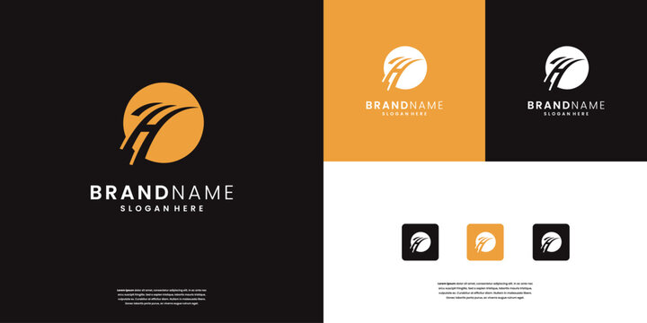 initial H with circle style logo template.
