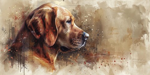 A Dogs Silhouette Merging with an Abstract Watercolor Effect, Symbolizing the Fluidity and Motion of Life, Generative AI