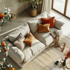 Foto von einem gemütlichen Sofa  mit Kissen