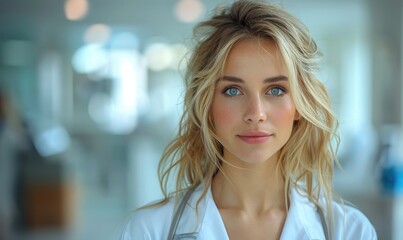 A beautiful blond woman doctor