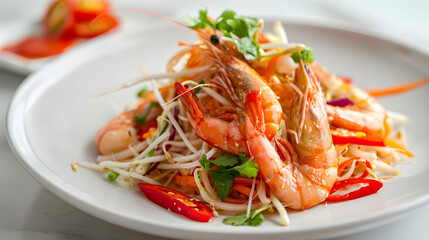 Fresh shrimp and vegetable salad plate