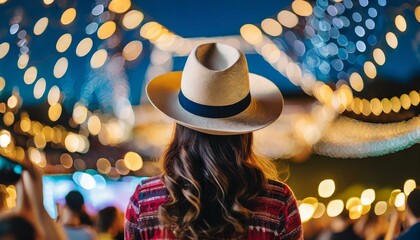 a cowboy girl looking at a concert