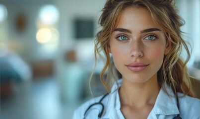 Obraz premium A beautiful blond woman doctor