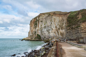 Cliff on the Albatre coast in Normandy by the sea