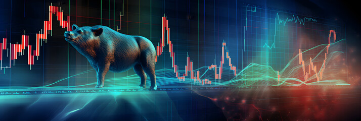 CB Financial Stock Market Graph Illustration with Bull and Bear