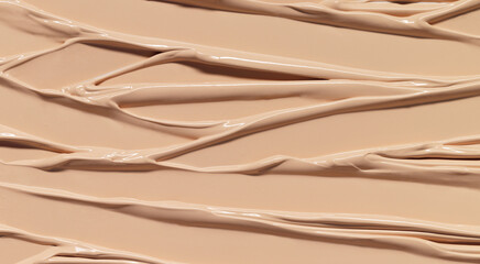Makeup Liquid foundation composition background. BB CC Cream Concealer texture. Cosmetic product...