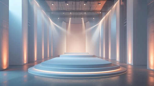 Modern Exhibition Stage with Dynamic Lighting