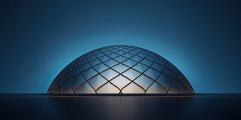Isolated image of modern dome-shaped roof in commercial building, with minimal background and geometric curves.